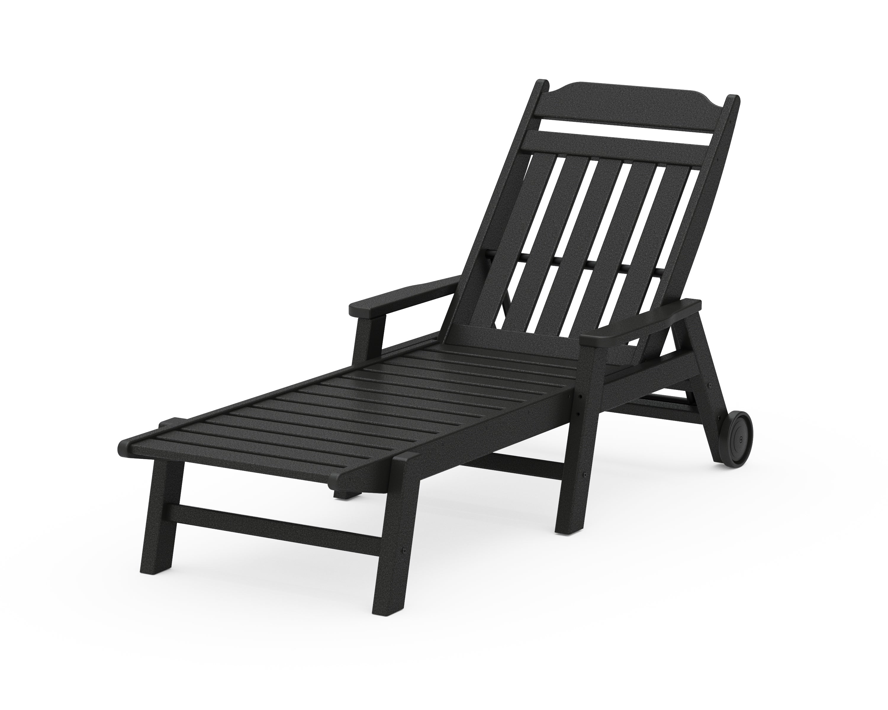 Country Living Cottage Chaise with Arms and Wheels in Black