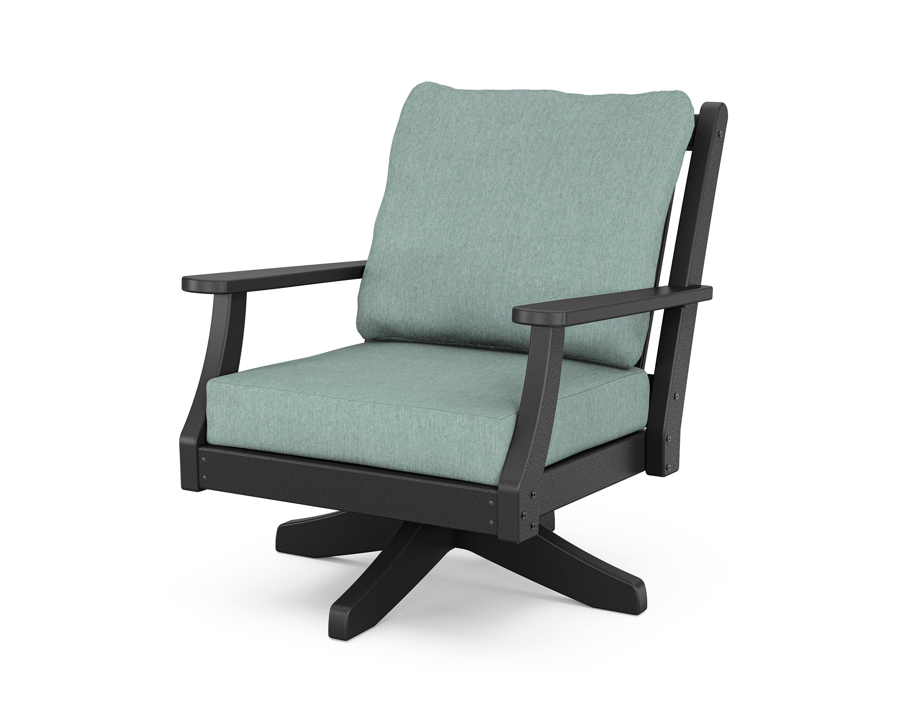 Country Living Wovendale Deep Seating Swivel Chair in Black / Glacier Spa