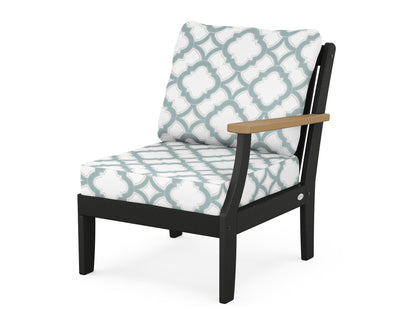 POLYWOOD® Braxton Modular Right Arm Chair in Black / Natural / Trellis Glacier Spa