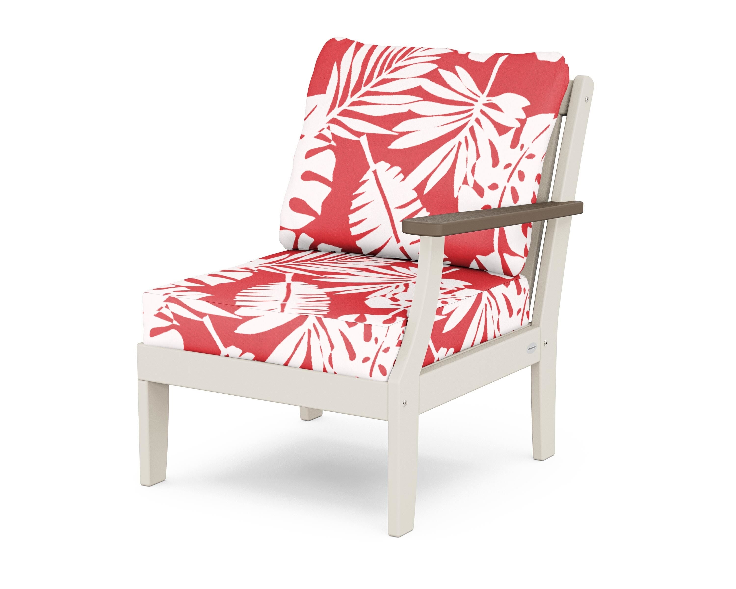 POLYWOOD® Braxton Modular Right Arm Chair in Sand / Kona / Leaf Crimson