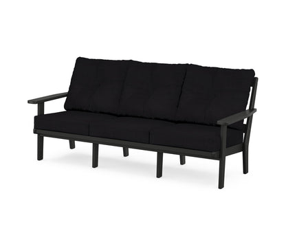 POLYWOOD® Oxford Deep Seating Sofa in Black / Midnight Linen
