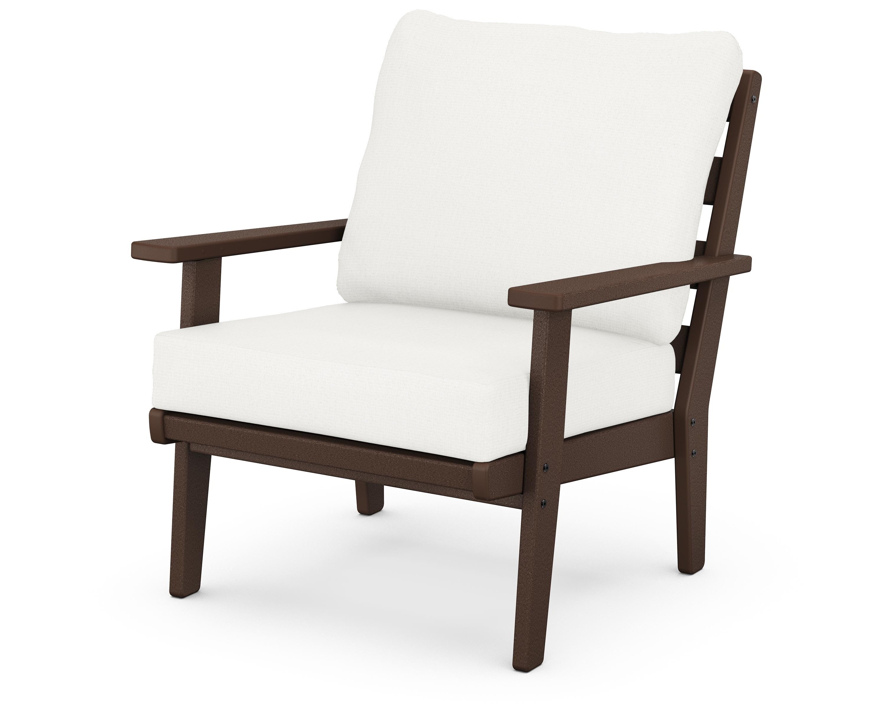 POLYWOOD® Grant Park Deep Seating Chair in Mahogany / Natural Linen