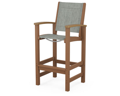 POLYWOOD® Coastal Bar Chair in Teak / Natural / Birch Sling