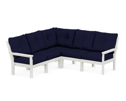 POLYWOOD® Vineyard 5-Piece Sectional in Vintage White / Navy