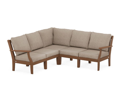 POLYWOOD® Braxton Modular 5-Piece Deep Seating Set in Teak / Spiced Burlap