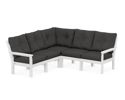 POLYWOOD® Vineyard 5-Piece Sectional in White / Spectrum Carbon