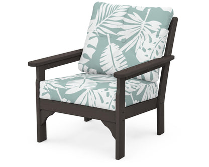 POLYWOOD® Vineyard Deep Seating Chair in Vintage Coffee / Leaf Glacier Spa
