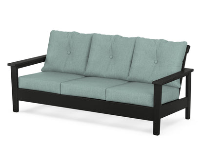 POLYWOOD® Prescott Deep Seating Sofa in Black / Glacier Spa