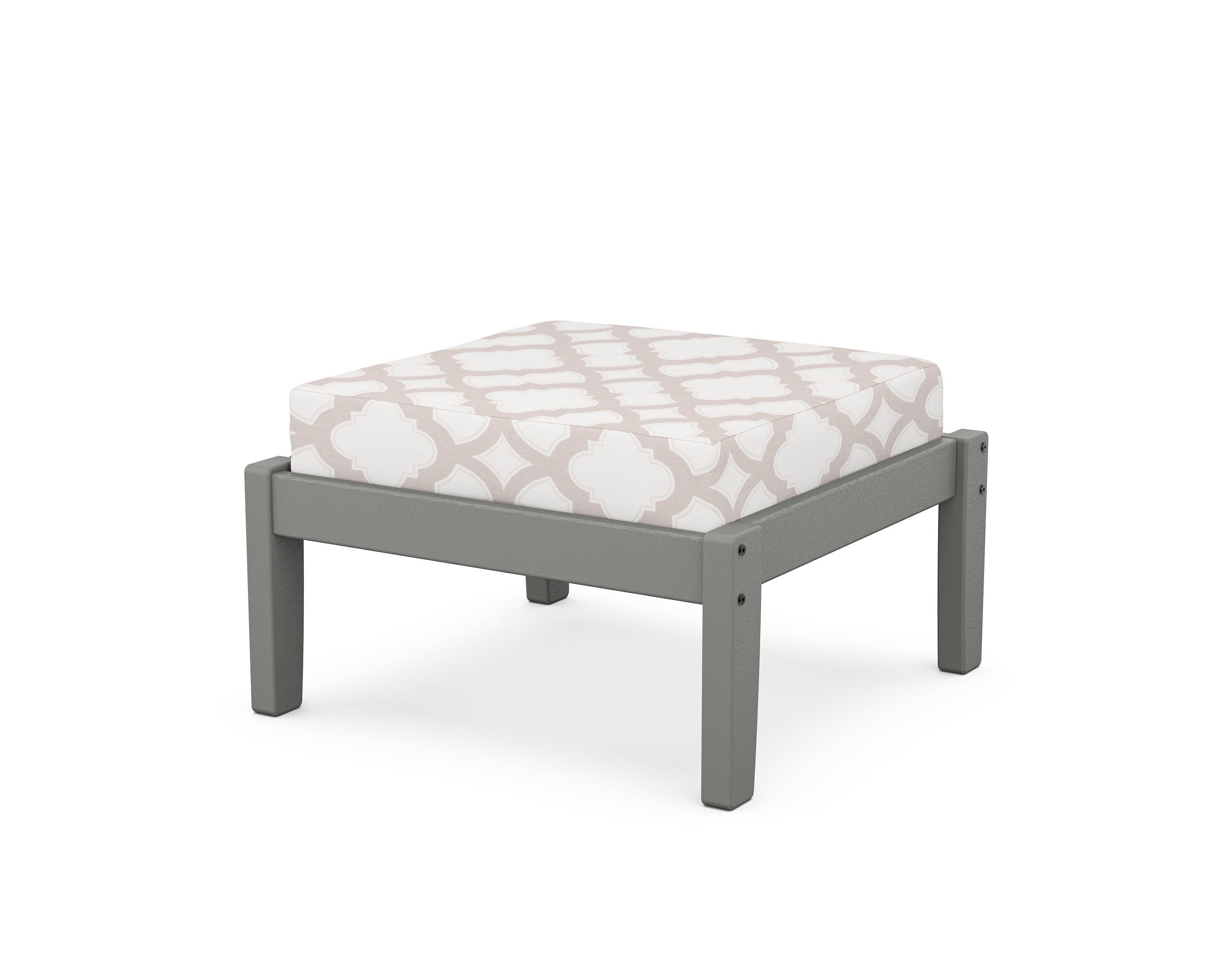 Unbranded Deep Seating Ottoman in Slate Grey / Trellis Dune Burlap