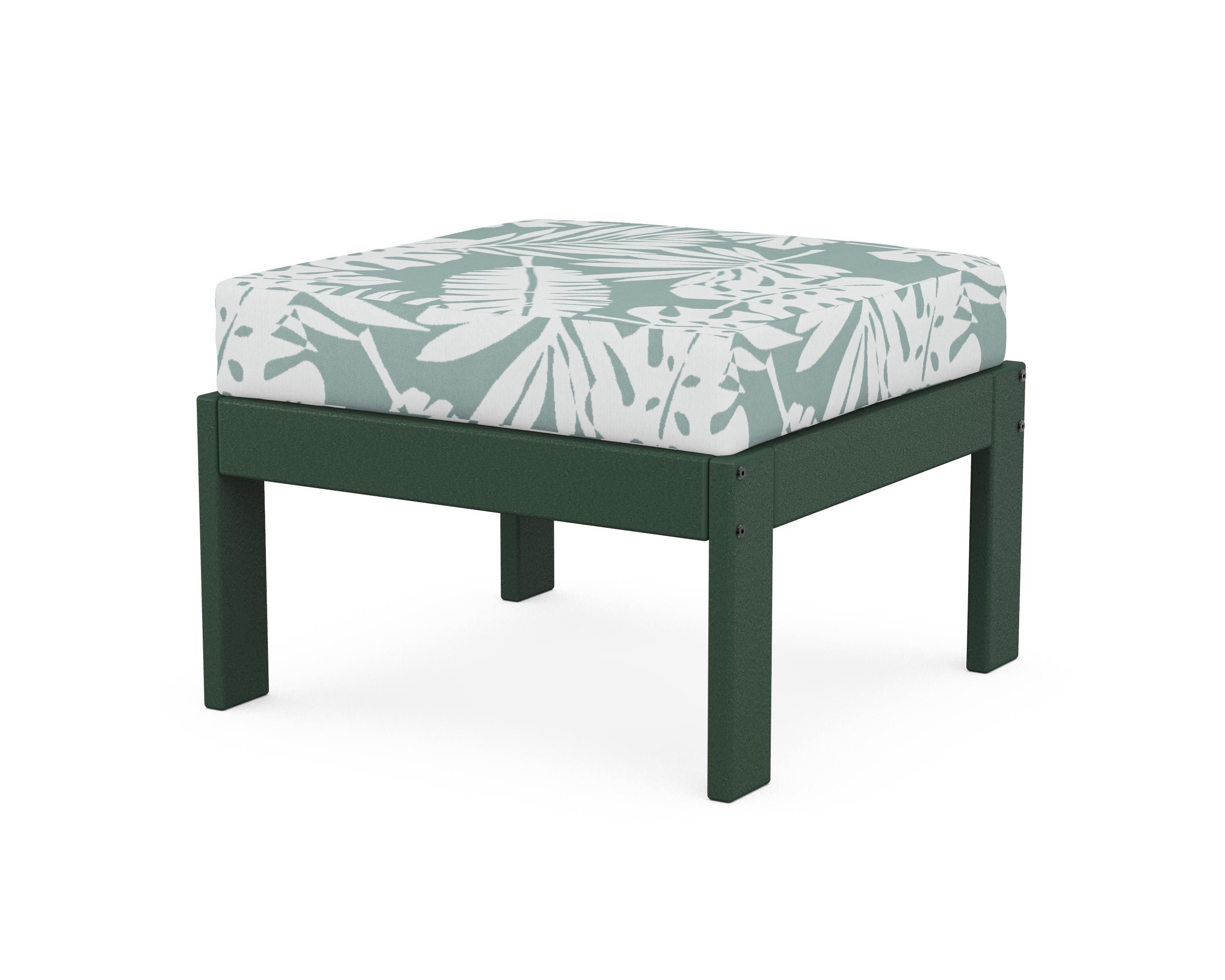 POLYWOOD® Vineyard Modular Ottoman in Green / Leaf Glacier Spa