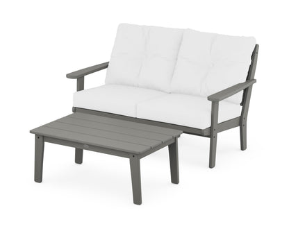 POLYWOOD® Lakeside 2-Piece Lounge Loveseat Set in Slate Grey / Natural
