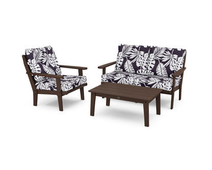 POLYWOOD® Lakeside 3-Piece Deep Seating Set in Mahogany / Leaf Navy