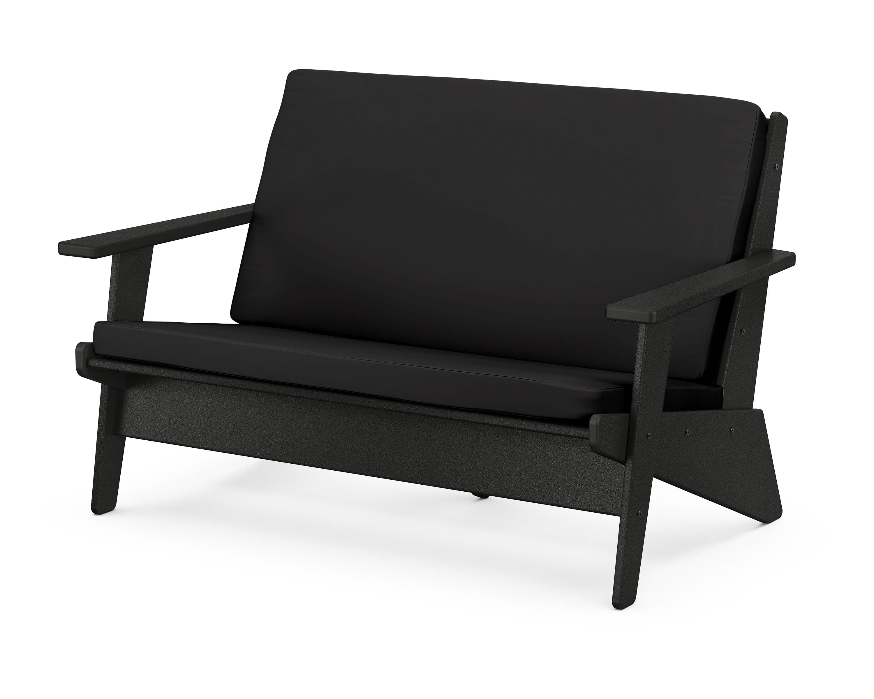 POLYWOOD® Riviera Modern Lounge Loveseat in Black / Canvas Black