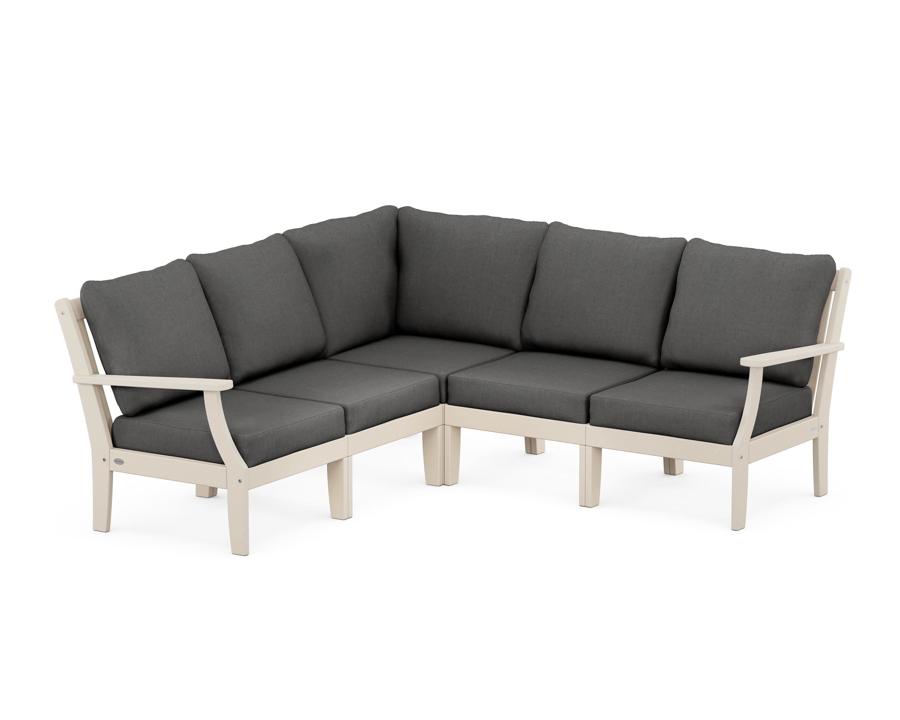 POLYWOOD® Braxton Modular 5-Piece Deep Seating Set in Sand / Spectrum Carbon
