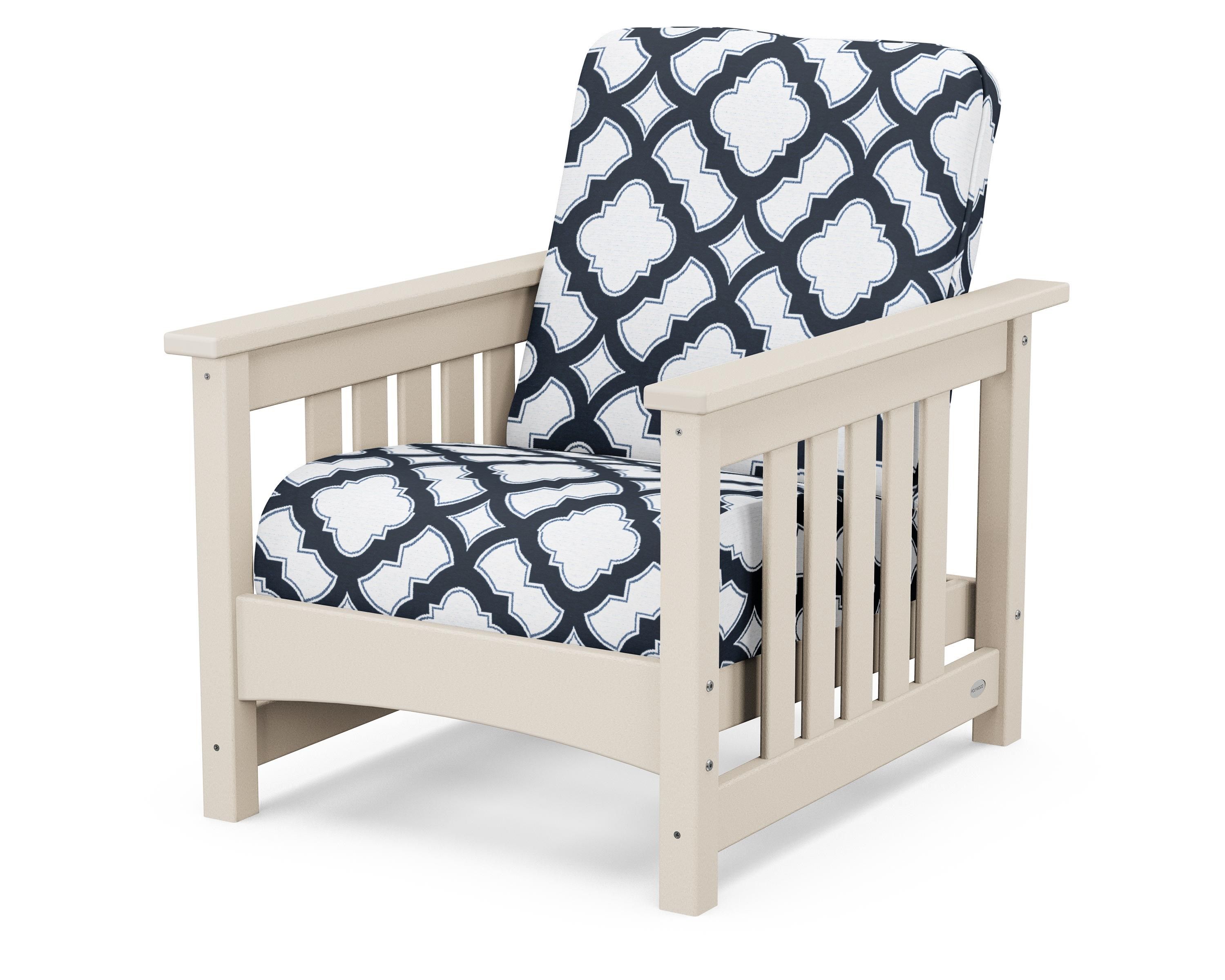 POLYWOOD® Club Mission Chair in Sand / Trellis Marine Indigo