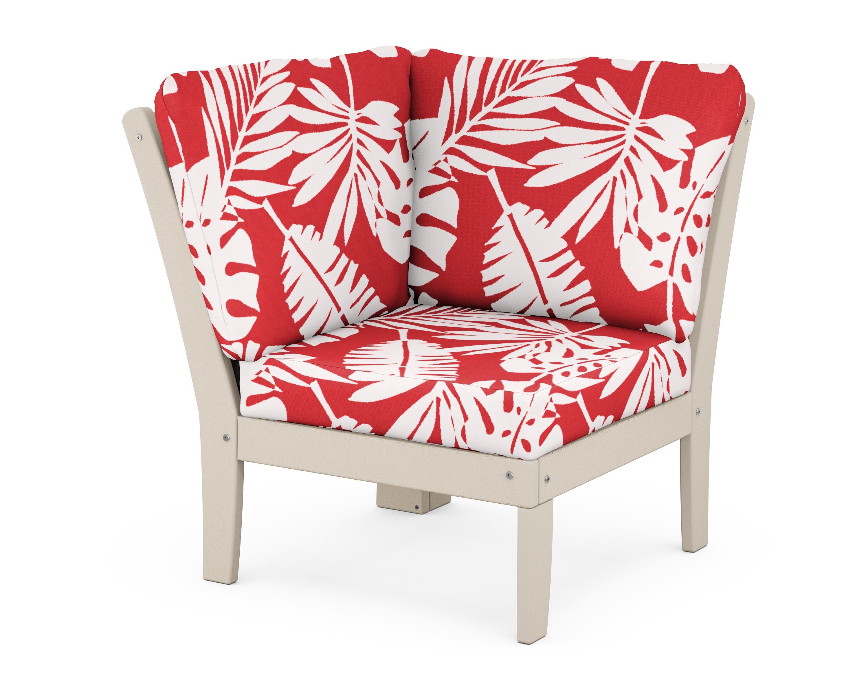 POLYWOOD® Braxton Modular Corner Chair in Sand / Leaf Crimson