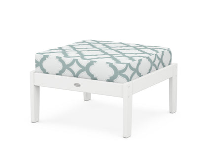 POLYWOOD® Braxton Deep Seating Ottoman in White / Trellis Glacier Spa