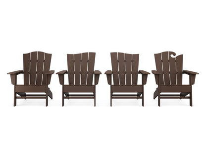 POLYWOOD® Wave Collection 4-Piece Adirondack Chair Set in Mahogany