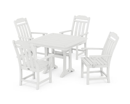 Country Living Cottage 5-Piece Dining Set with Trestle Legs in White