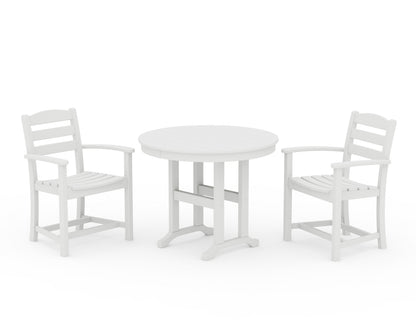 POLYWOOD® La Casa Café 3-Piece Round Dining Set in White