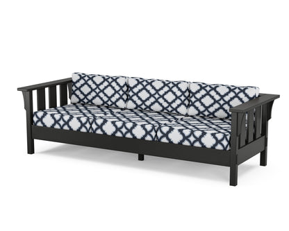 Martha Stewart by POLYWOOD® Acadia Deep Seating Sofa in Black / Trellis Marine Indigo