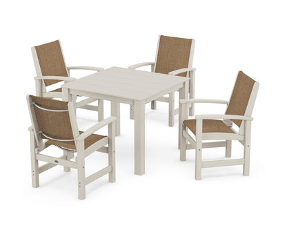 POLYWOOD® Coastal 5-Piece Parsons Dining Set in Sand / Burlap Sling