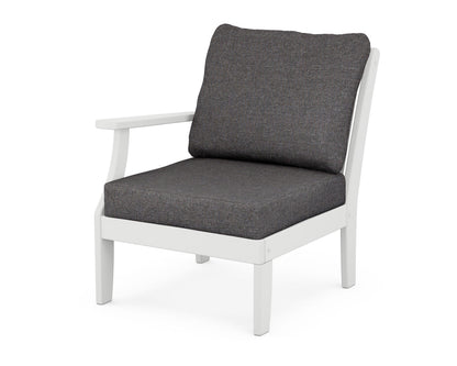 POLYWOOD® Braxton Modular Left Arm Chair in White / Ash Charcoal