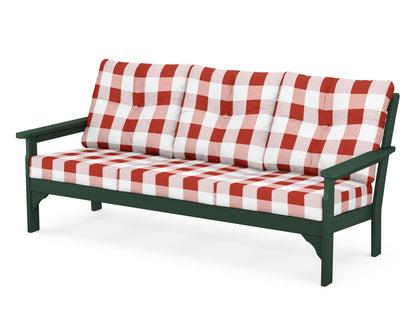 POLYWOOD® Vineyard Deep Seating Sofa in Green / Buffalo Plaid Crimson
