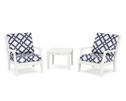 Country Living Wovendale 3-Piece Deep Seating Set in White / Trellis Navy