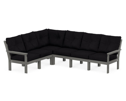 POLYWOOD® Vineyard 6-Piece Sectional in Slate Grey / Midnight Linen