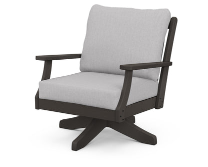 POLYWOOD® Braxton Deep Seating Swivel Chair in Vintage Coffee / Granite