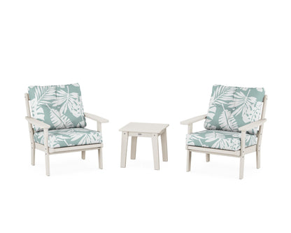 POLYWOOD® Oxford 3-Piece Deep Seating Set in Sand / Leaf Glacier Spa