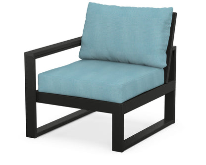 POLYWOOD® EDGE Modular Left Arm Chair in Black / Lattice Sky Blue