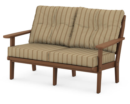 POLYWOOD® Lakeside Deep Seating Loveseat in Teak / Unwind Driftwood