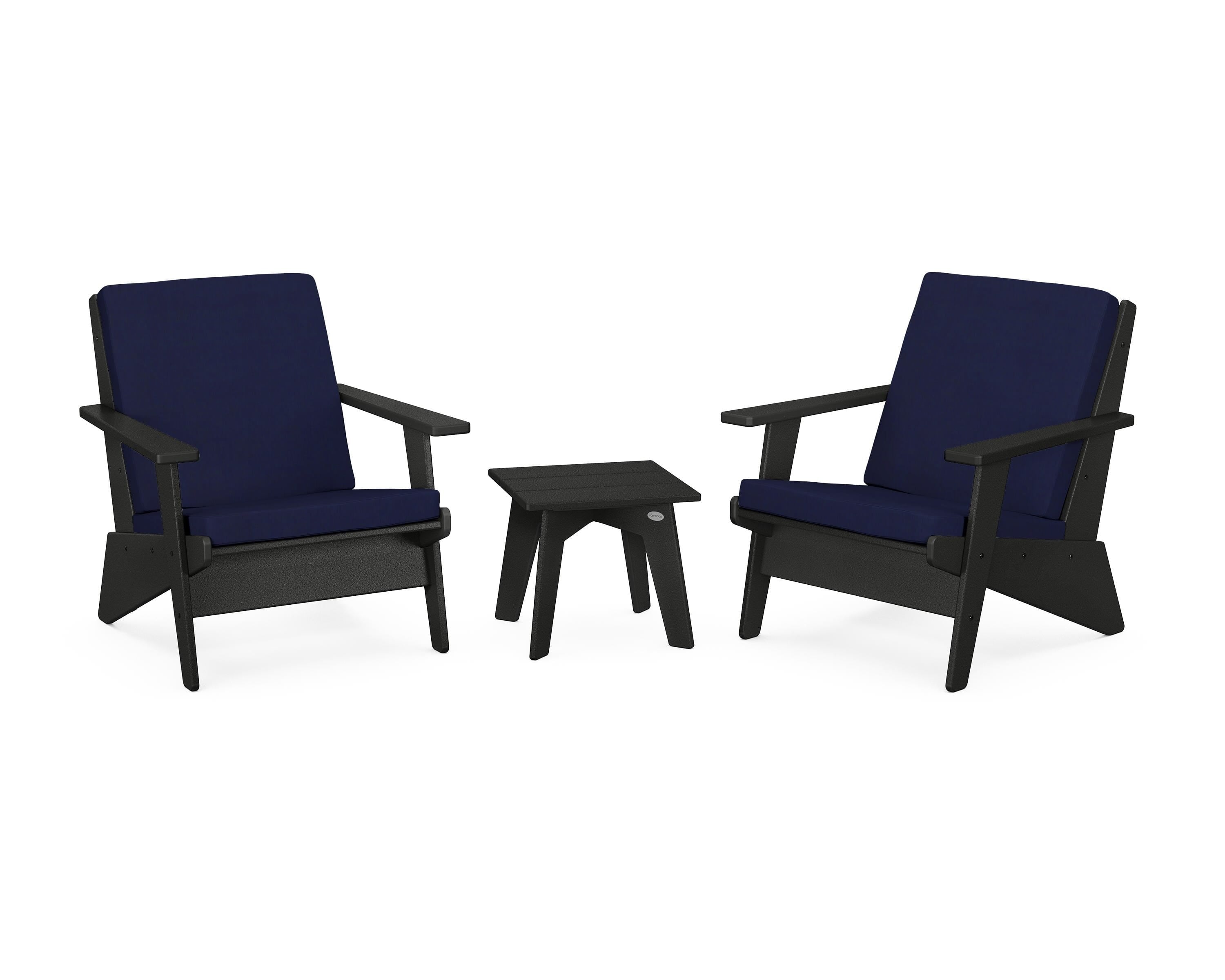 POLYWOOD® Riviera Modern Lounge 3-Piece Set in Black / Navy