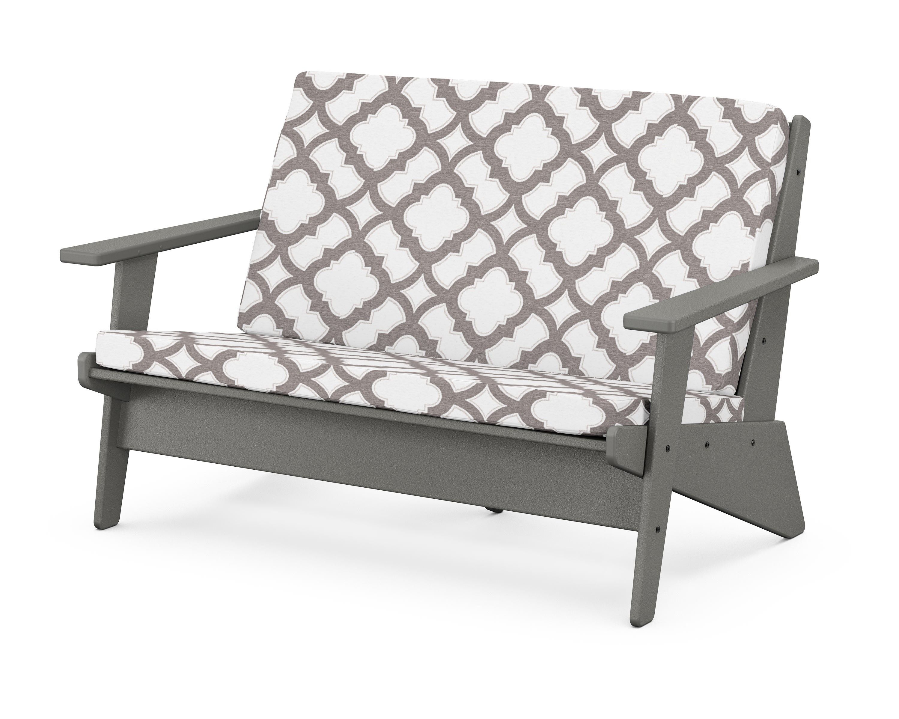 POLYWOOD® Riviera Modern Lounge Loveseat in Slate Grey / Trellis Grey Mist