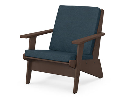 POLYWOOD® Riviera Modern Lounge Chair in Mahogany / Platform Indigo
