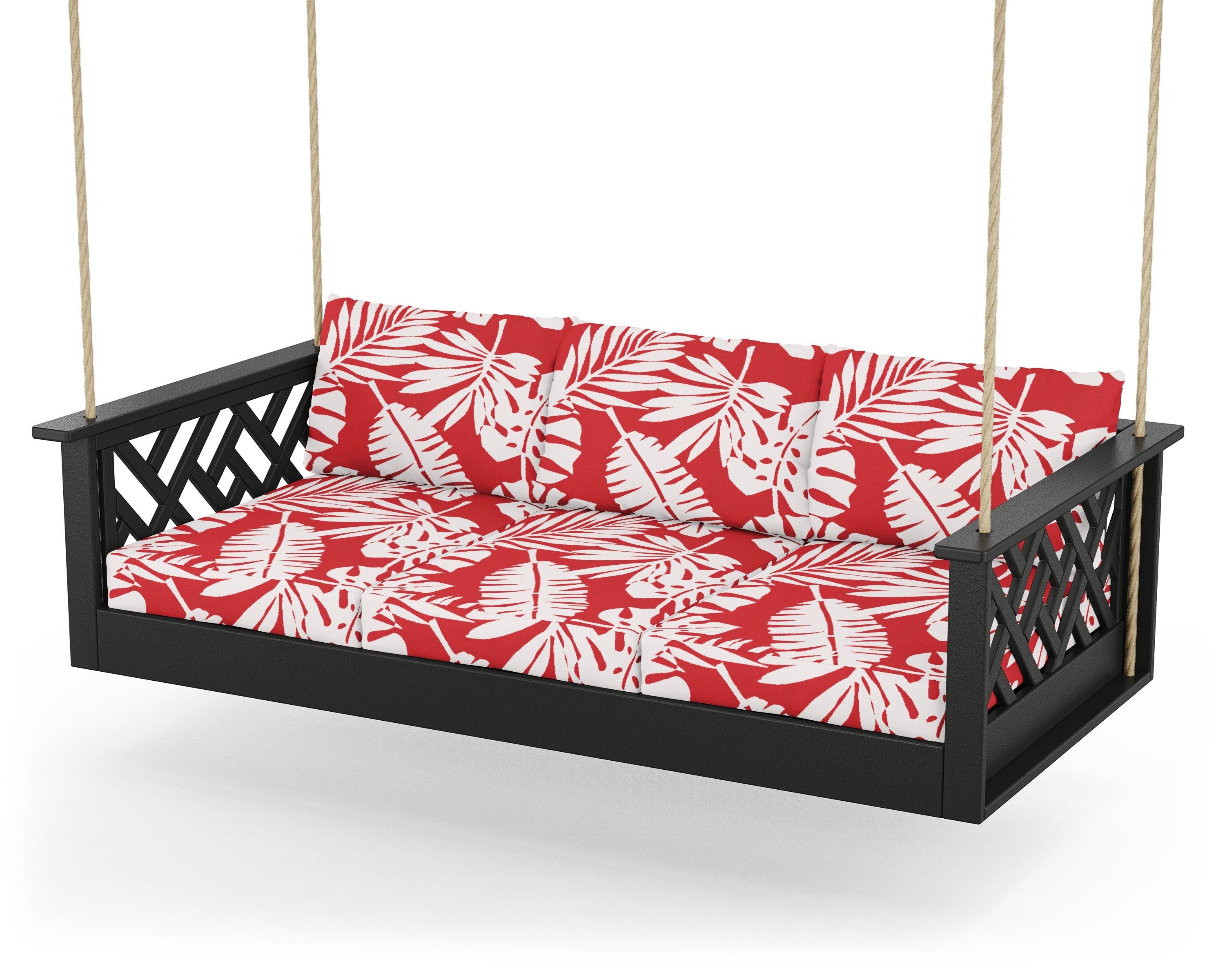 POLYWOOD® Chippendale Daybed Swing in Black / Leaf Crimson