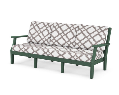 Martha Stewart by POLYWOOD® Chinoiserie Deep Seating Sofa in Green / Trellis Grey Mist