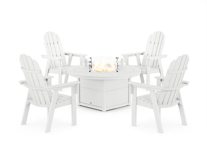 POLYWOOD® Vineyard 4-Piece Curveback Upright Adirondack Conversation Set with Fire Pit Table in White