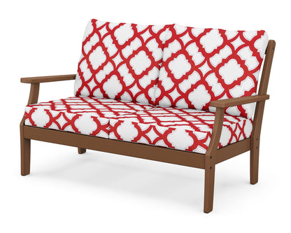POLYWOOD® Braxton Deep Seating Loveseat in Teak / Trellis Crimson