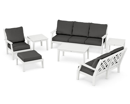 Country Living Wovendale 7-Piece Deep Seating Set in White / Spectrum Carbon