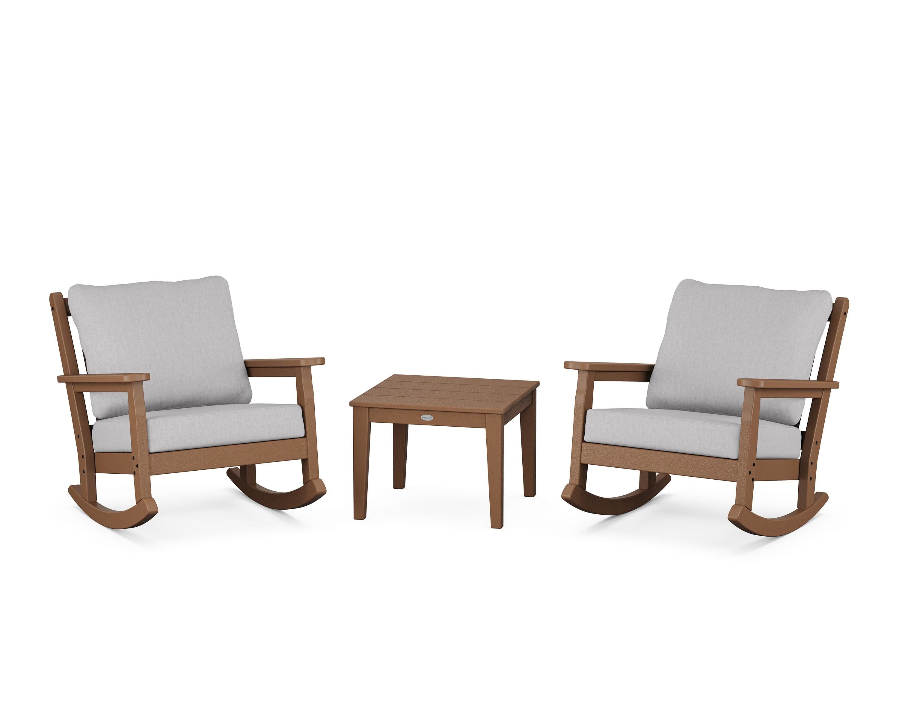 POLYWOOD® Chippendale 3-Piece Deep Seating Rocker Set in Teak / Granite