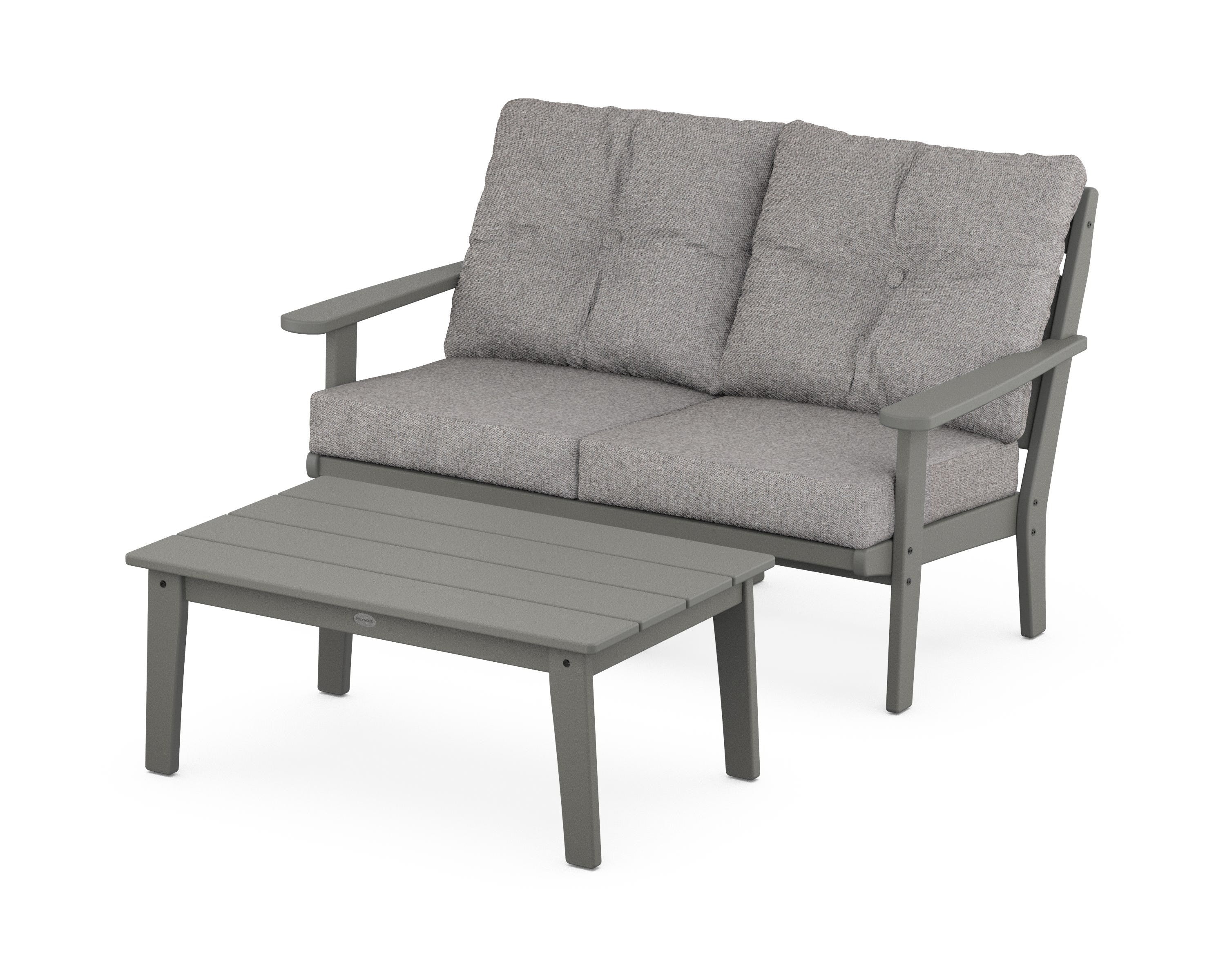 POLYWOOD® Lakeside 2-Piece Lounge Loveseat Set in Slate Grey / Grey Mist