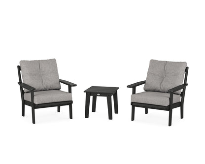 POLYWOOD® Oxford 3-Piece Deep Seating Set in Black / Grey Mist