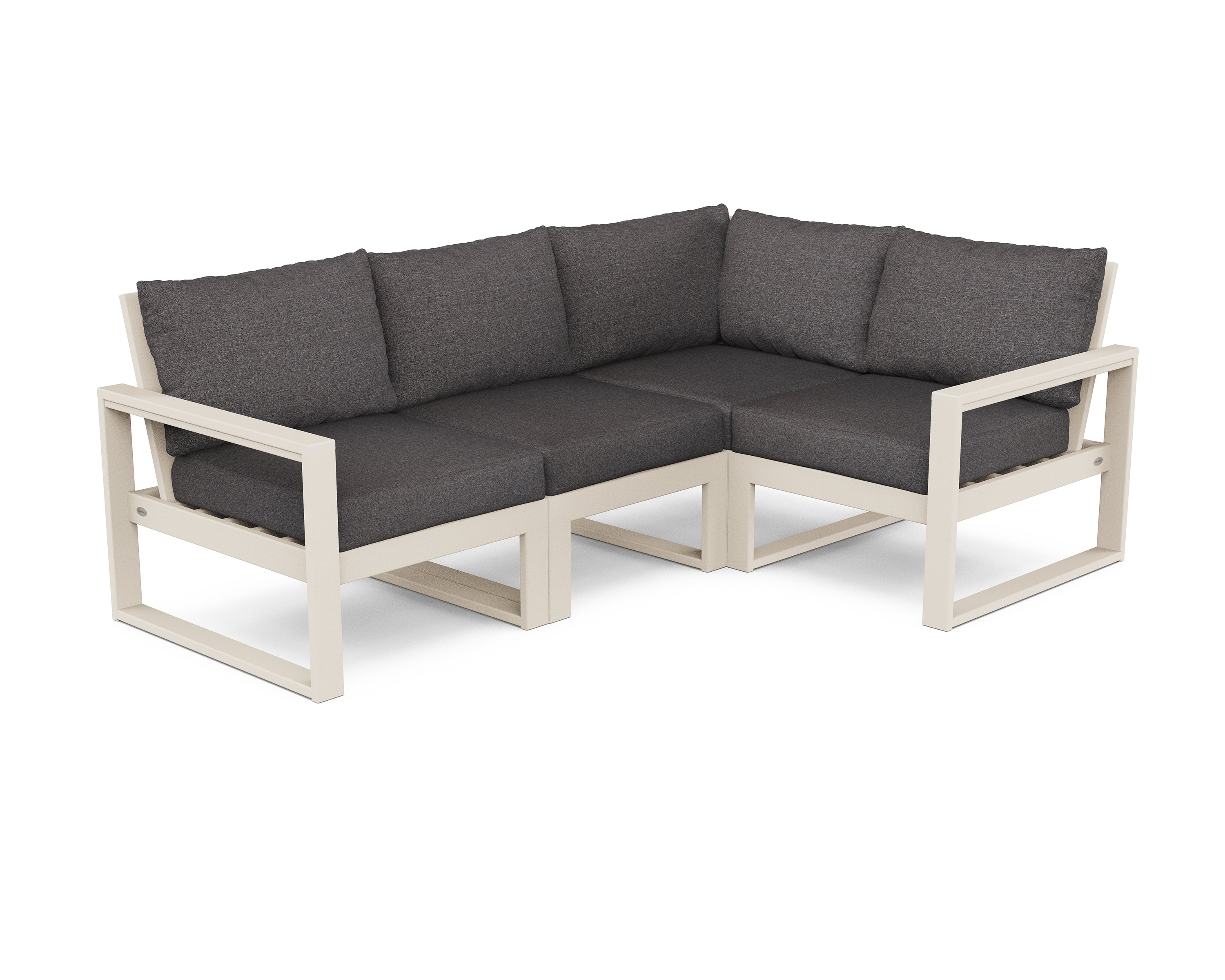 POLYWOOD® EDGE 4-Piece Modular Deep Seating Set in Sand / Ash Charcoal