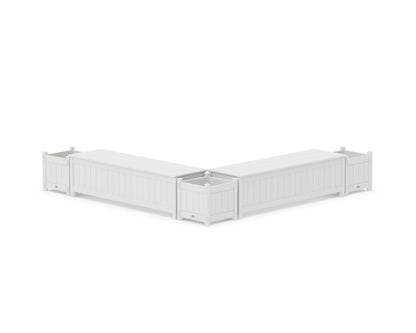POLYWOOD® 60" Vineyard L- Shaped Planter Storage Bench Corner Set in White