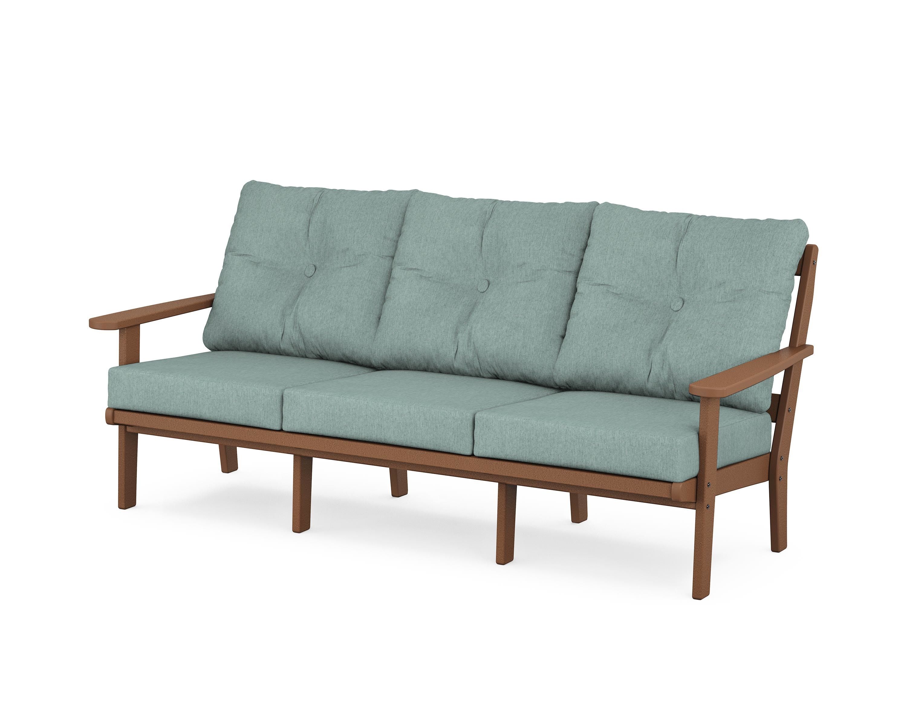 POLYWOOD® Mission Deep Seating Sofa in Teak / Glacier Spa