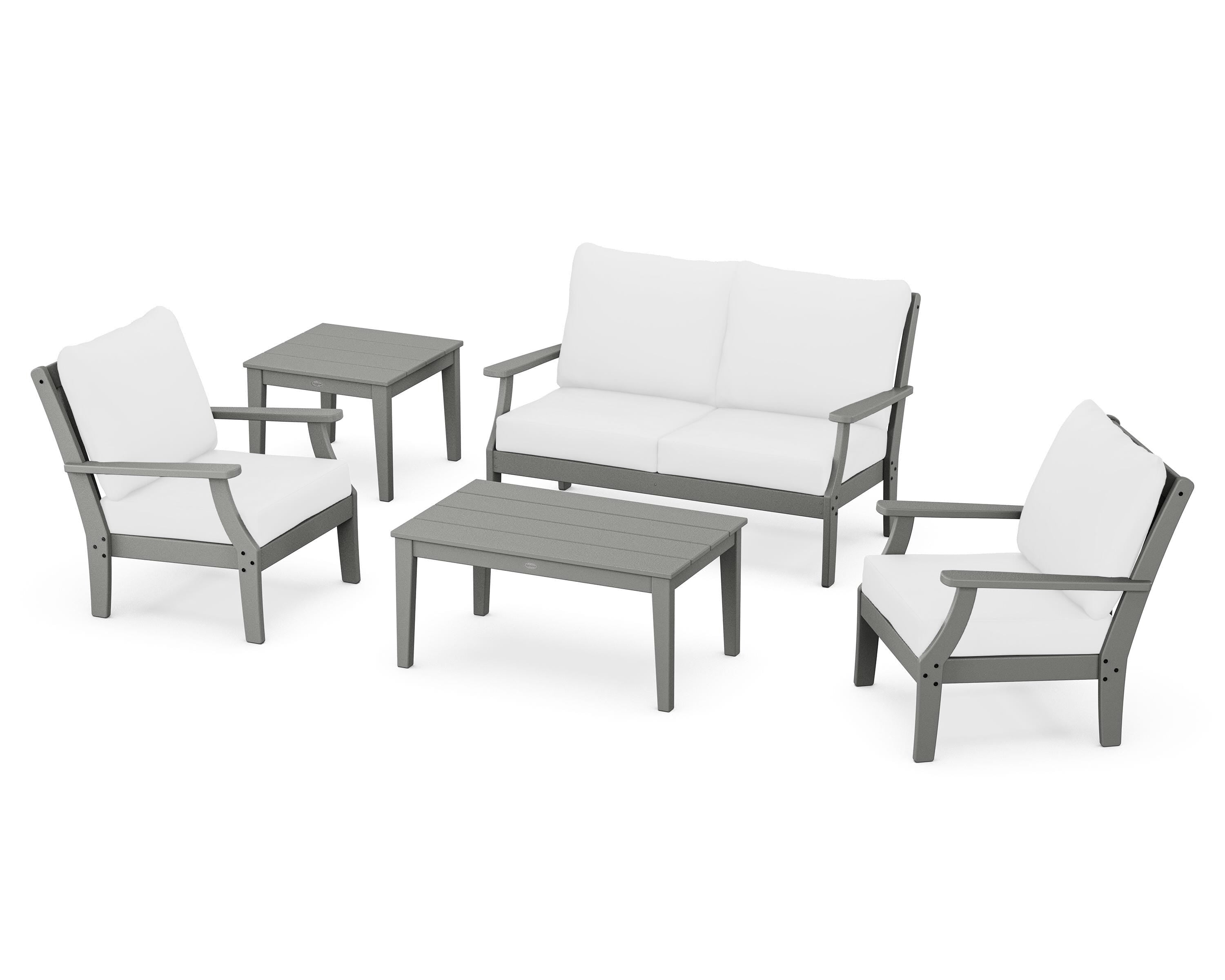 POLYWOOD® Braxton 5-Piece Deep Seating Set in Slate Grey / Natural