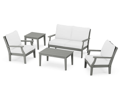 POLYWOOD® Braxton 5-Piece Deep Seating Set in Slate Grey / Natural